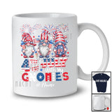 Personalized Custom Name 4th of July with my Gnomies; Cheerful Three USA Gnomes; Patriotic T-Shirt