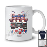 Personalized Custom Name 4th of July; Lovely Three US Flag Beaver On Truck; Patriotic T-Shirt