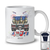 Personalized Custom Name 4th of July; Lovely Three US Flag Cheetah On Truck; Patriotic T-Shirt