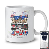 Personalized Custom Name 4th of July; Lovely Three US Flag Hyena On Truck; Patriotic T-Shirt