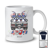 Personalized Custom Name 4th of July; Lovely Three US Flag Lemur On Truck; Patriotic T-Shirt