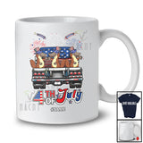 Personalized Custom Name 4th of July; Lovely Three US Flag Platypus On Truck; Patriotic T-Shirt