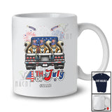 Personalized Custom Name 4th of July; Lovely Three US Flag Squirrel On Truck; Patriotic T-Shirt
