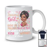 Personalized Custom Name A January Girl Once In A Lifetime; Lovely Birthday Zodiac Woman Afro T-Shirt