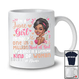Personalized Custom Name A June Girl Once In A Lifetime; Lovely Birthday Zodiac Woman Afro T-Shirt