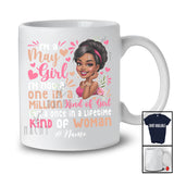 Personalized Custom Name A May Girl Once In A Lifetime; Lovely Birthday Zodiac Woman Afro T-Shirt