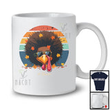 Personalized Custom Name Afro Men Turkey Face; Cool Thanksgiving Black African; Vintage Retro T-Shirt