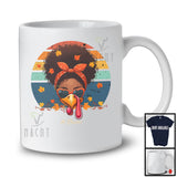 Personalized Custom Name Afro Women Turkey Face; Cool Thanksgiving Black African; Vintage Retro T-Shirt