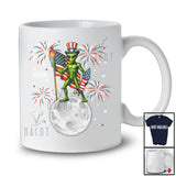 Personalized Custom Name Alien On Moon; Joyful 4th of July Alien Explore Planet Space T-Shirt