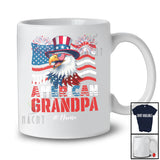 Personalized Custom Name All American Grandpa; Lovely 4th Of July US Flag Eagle; Patriotic Family T-Shirt