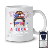 Personalized Custom Name All American Mother in law; Lovely 4th Of July Messy Bun Hair; Patriotic T-Shirt