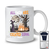 Personalized Custom Name All Men Are Created Equal; Scary Halloween Skeleton Witch; Feminist T-Shirt