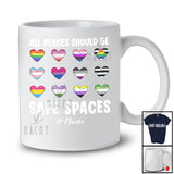 Personalized Custom Name All Places Should Be Safe Spaces; Proud LGBTQ Gay Equality Hearts T-Shirt