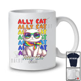 Personalized Custom Name Ally Cat; Adorable LGBTQ Pride Gay Cat Sunglasses; Family T-Shirt