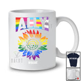 Personalized Custom Name Ally; Lovely LGBTQ Pride Sunflower Gay Rainbow Flag; Family Group T-Shirt