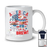 Personalized Custom Name America And Brew; Proud 4th Of July Eagle Beer BBQ; Patriotic Retro T-Shirt