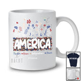 Personalized Custom Name America Freedom; Awesome 4th Of July Leopard Floral; Patriotic T-Shirt