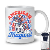 Personalized Custom Name America Is Magical; Lovely 4th of July Unicorn US Flag Rainbow; Patriotic T-Shirt