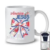 Personalized Custom Name America Needs Jesus; Floral 4th Of July Coquette Bow; Patriotic T-Shirt