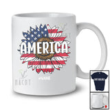 Personalized Custom Name America; Lovely 4th Of July Sunflower US Flag Leopard; Patriotic T-Shirt