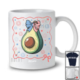 Personalized Custom Name American Flag Coquette Avocado; Lovely 4th July Fruit Vegan; Patriotic T-Shirt