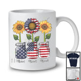 Personalized Custom Name American Flag Sunflowers, Lovely 4th Of July Flowers, Patriotic T-Shirt