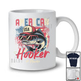 Personalized Custom Name American Hooker; Amazing 4th Of July Vintage US Flag Catfish; Fishing T-Shirt
