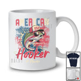 Personalized Custom Name American Hooker; Amazing 4th Of July Vintage US Flag Trout Fish; Fishing T-Shirt