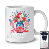 Personalized Custom Name American Mommy; Lovely 4th Of July US Flag Flowers; Family Patriotic T-Shirt
