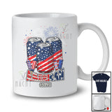 Personalized Custom Name American; Humorous 4th Of July Three US Flag Beer Can; Drinking Patriotic T-Shirt