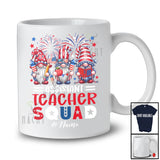 Personalized Custom Name Assistant Teacher Squad; Adorable 4th Of July Three Patriotic Gnomes T-Shirt