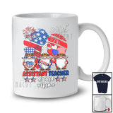Personalized Custom Name Assistant Teacher Squad; Joyful 4th Of July Three Gnomes; US Flag Heart T-Shirt