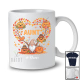 Personalized Custom Name Aunt; Adorable Thanksgiving Fall Tree Heart Pumpkins Gnome; Family T-Shirt