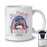 Personalized Custom Name Aunt; Amazing Mother's Day 4th Of July Bun Hair; Rainbow Patriotic T-Shirt