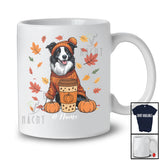 Personalized Custom Name Autumn Border Collie Drink Coffee; Lovely Thanksgiving Fall Leaf Family T-Shirt