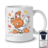 Personalized Custom Name Autumn Chicken Drink Coffee; Lovely Thanksgiving Fall Leaf Family T-Shirt