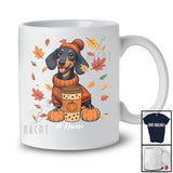 Personalized Custom Name Autumn Dachshund Drink Coffee; Lovely Thanksgiving Fall Leaf Family T-Shirt