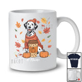 Personalized Custom Name Autumn Dalmatian Drink Coffee; Lovely Thanksgiving Fall Leaf Family T-Shirt