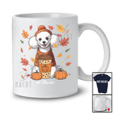 Personalized Custom Name Autumn Poodle Drink Coffee; Lovely Thanksgiving Fall Leaf Family T-Shirt