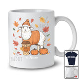 Personalized Custom Name Autumn Sheep Drink Coffee; Lovely Thanksgiving Fall Leaf Family T-Shirt