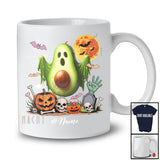 Personalized Custom Name Avocado Wearing Ghost Boo Costume; Creepy Halloween Fruit Vegan T-Shirt