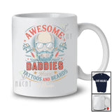 Personalized Custom Name Awesome Daddies Have Tattoos Beards; Proud Father's Day Skull Vintage T-Shirt