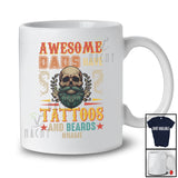 Personalized Custom Name Awesome Dads Have Tattoo And Beards; Proud Father's Day Skull T-Shirt