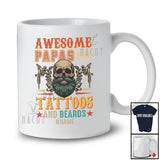 Personalized Custom Name Awesome Papas Have Tattoo And Beards; Proud Father's Day Skull T-Shirt