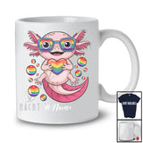 Personalized Custom Name Axolotl Holding Heart; Adorable LGBTQ Rainbow Gay Pride Axolotl T-Shirt