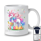 Personalized Custom Name Axolotl Ridding Unicorn; Amazing Easter Eggs Hunting; Family T-Shirt