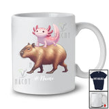 Personalized Custom Name Axolotl Riding Capybara; Adorable Axolotl Animal Lover; Family Group T-Shirt