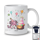 Personalized Custom Name Axolotl with Cake; Lovely Birthday Party Animal Lover T-Shirt