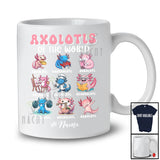 Personalized Custom Name Axolotls Of The World; Joyful Kawaii Axolotls Activities Collection T-Shirt