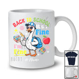 Personalized Custom Name Back To School I'm Fine; Lovely First Day Of School Goose Schoolbag T-Shirt